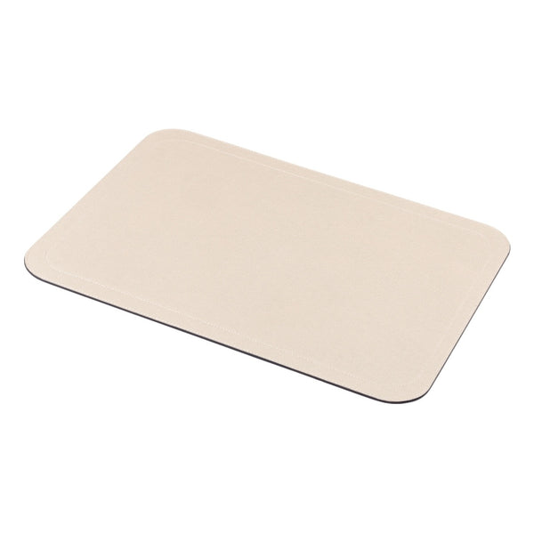 Vanny beige leather placemat with two stitching rows by Giobagnara.