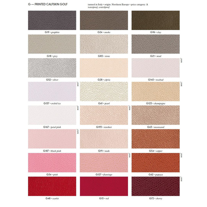 Calfskin Golf Leather colour chart page two.