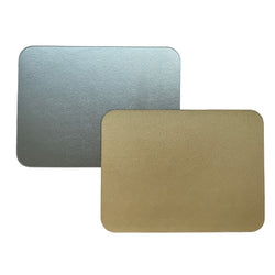 Reversible leather placemat in metallic gold and silver by Giobagnara.