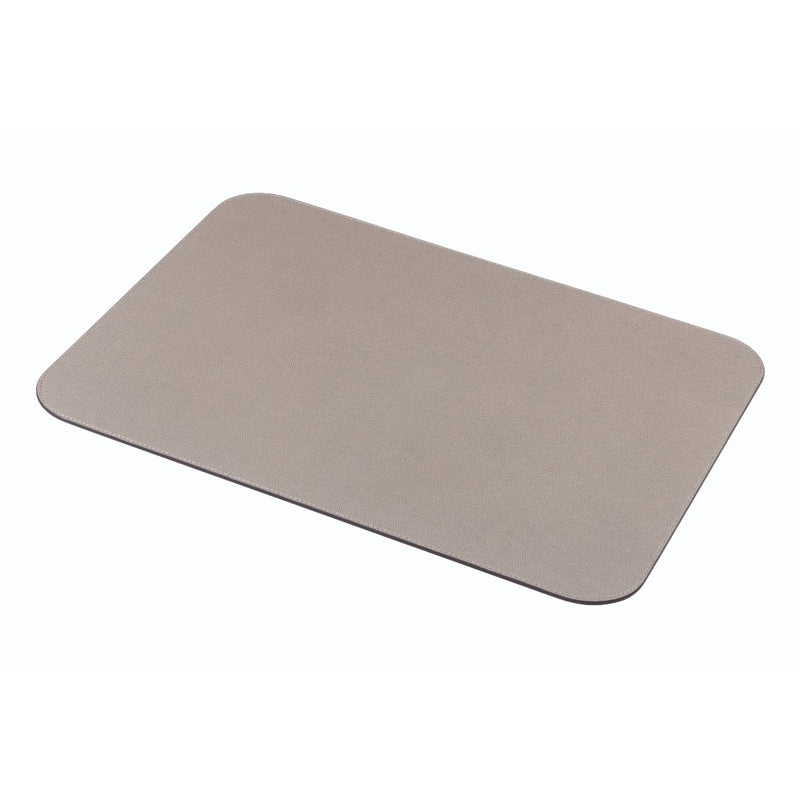 Vanny leather placemat in grey with one stitching row by Giobagnara.
