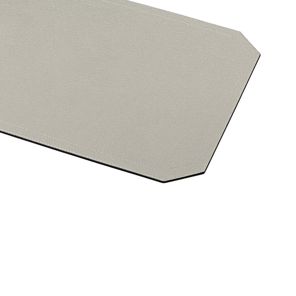 Zac leather placemat in grey with two stitching rows by Giobagnara, close-up.