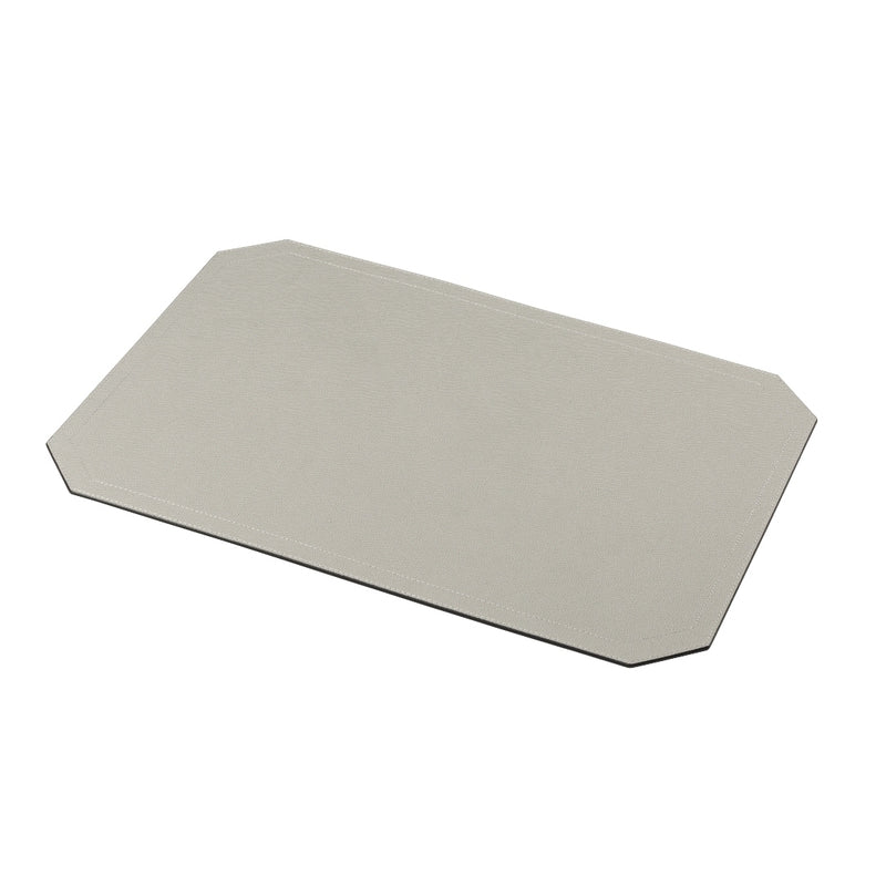 Zac leather placemat in grey with two stitching rows by Giobagnara.