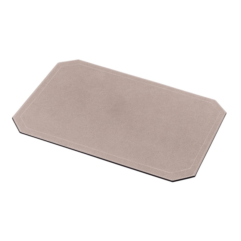 Zac leather placemat in beige with two stitching rows by Giobagnara.
