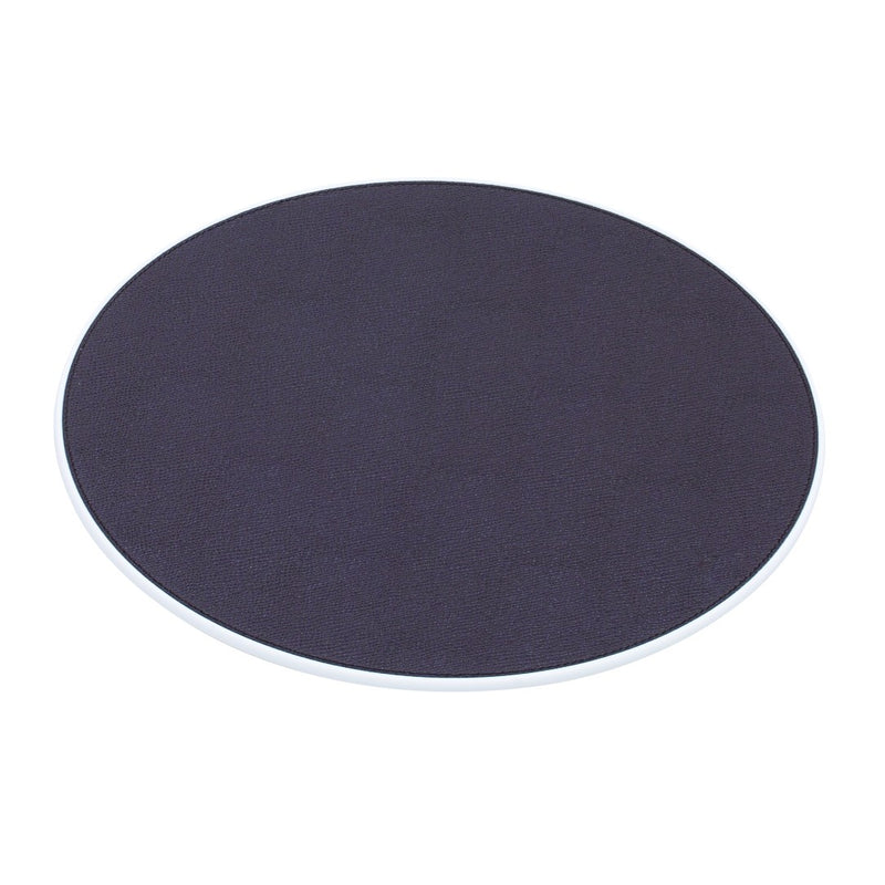 Round Corian placemat with leather insert by Giobagnara in navy.