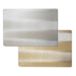 Rectangular reversible faux leather placemat in silver and gold by Von Gern Home.