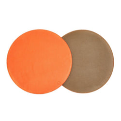 Reversible placemat in taupe and orange faux leather by Von Gern Home.