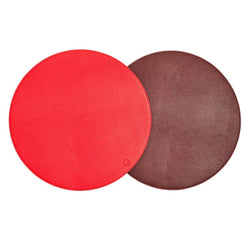 Reversible placemat in red and burgundy faux leather by Von Gern Home.