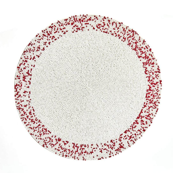 Von Gern Home Splatter placemat in red and white beads.