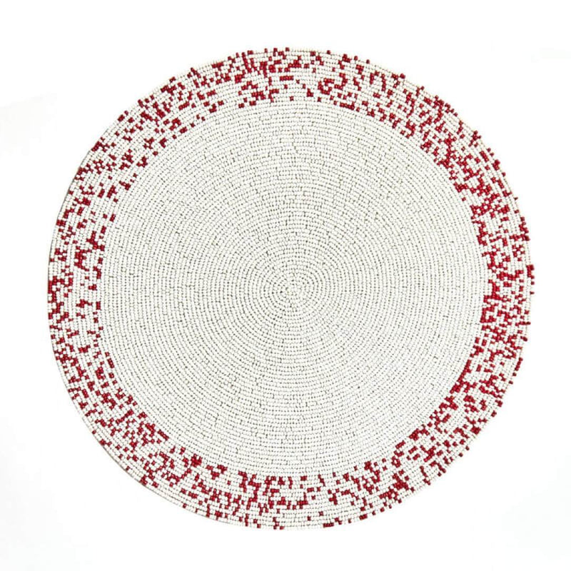Von Gern Home Splatter placemat in red and white beads.