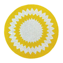 Capri placemat hand-beaded in yellow and white by Von Gern Home.