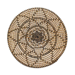 Terra woven placemat in seagrass with black and white strands by Von Gern Home.