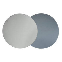Reversible placemat in steel blue and light blue faux leather by Von Gern Home.