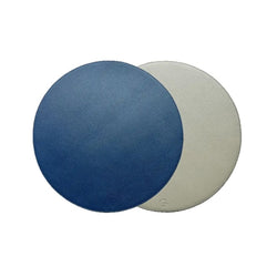 Reversible placemat in navy and pale gray faux leather by Von Gern Home.