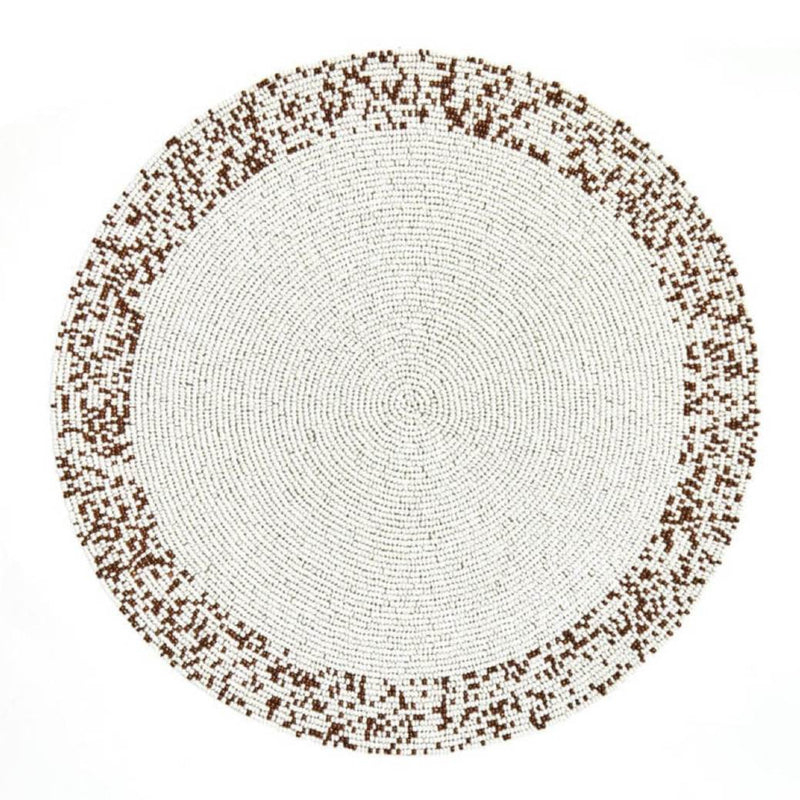 Von Gern Home Splatter placemat in bronze and white beads.