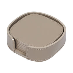 Acquarello rounded coaster set of 6 with holder in regenerated leather by Rudi x Giobagnara