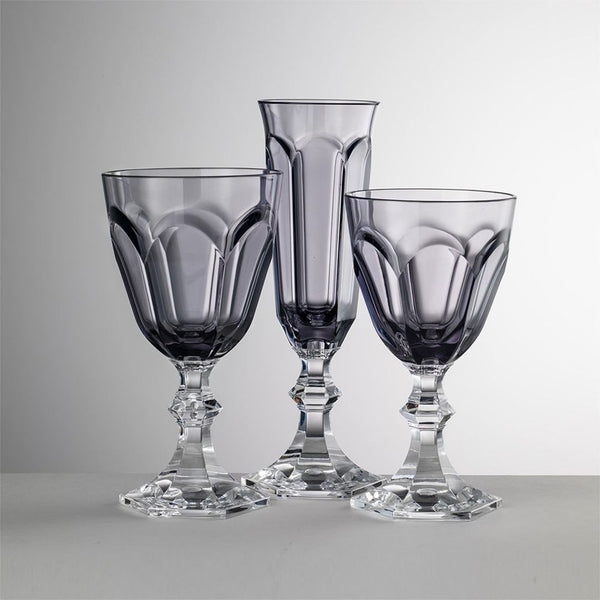 Luxury Grey Acrylic Champagne Flutes Dolce Vita by Mario Luca Giusti for Yacht and Outdoor Entertaining on a gray background