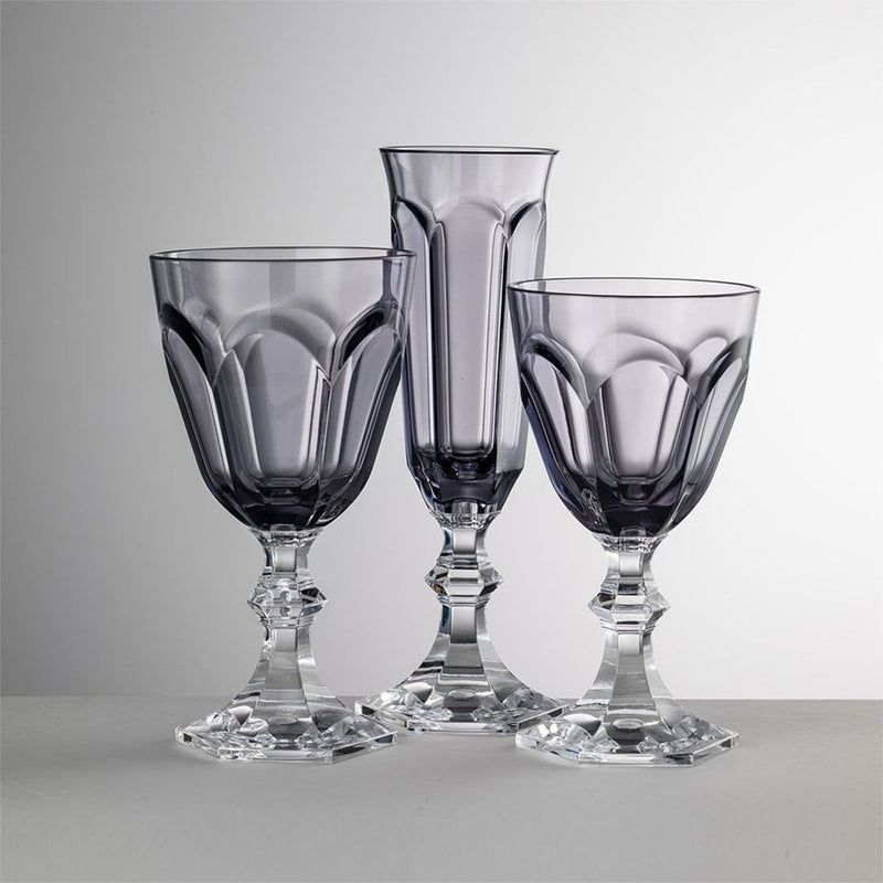Luxury Grey Acrylic Wine Goblets Dolce Vita by Mario Luca Giusti for Yacht and Outdoor Dining on a gray background