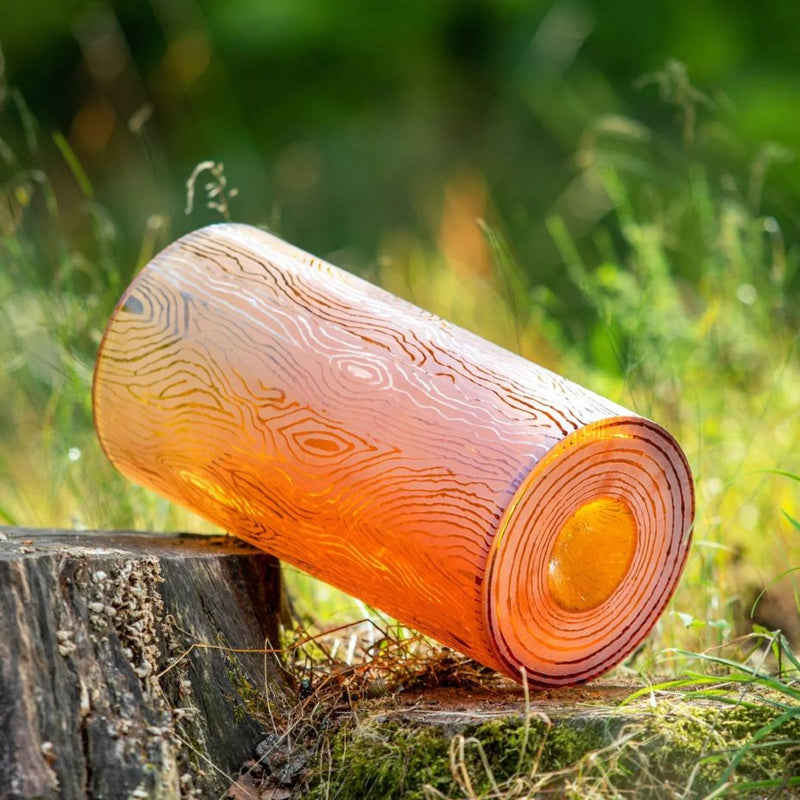 Styled in nature elegant hand-crafted amber crystal vase Alice Collection Cristallerie de Montbronn