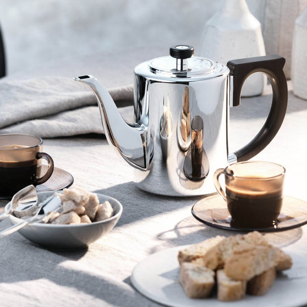Styled Alta Silver-Plated Coffee Service Set with creamer, sugar bowl, and mocha pot by Robbe & Berking