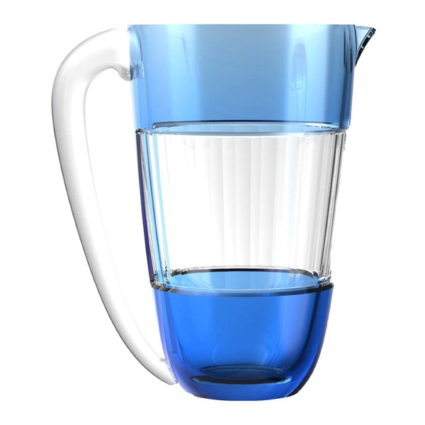 Alya water pitcher in light blue crystal with vertical cuts by Cristallerie de Montbronn.