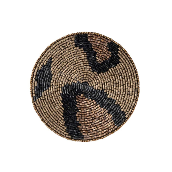 Joanna Buchanan bronze animal print coaster on white background.