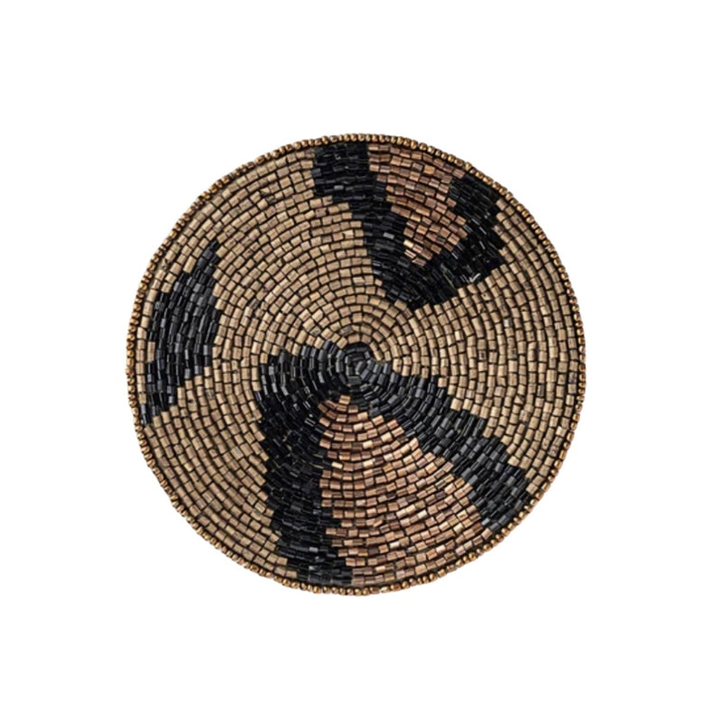Joanna Buchanan bronze animal print coaster on white background.