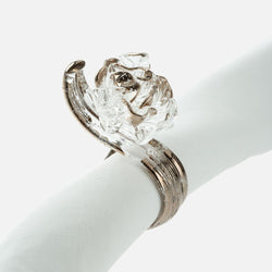 Little Rose Murano glass napkin rings with platinum rosebud.