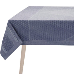 Club cotton blue tablecloth by Le Jaquard Francais with lines pattern.