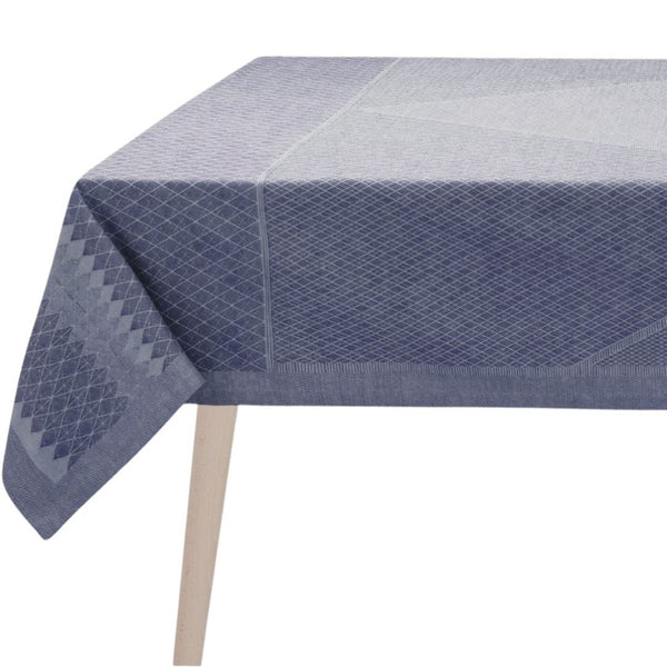 Club cotton blue tablecloth by Le Jaquard Francais with lines pattern.