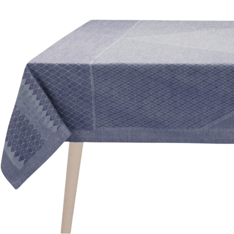 Club cotton blue tablecloth by Le Jaquard Francais with lines pattern.