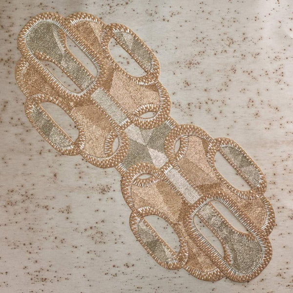 Luxury table runner Palisade beaded with gold and silver glass and plastic beads