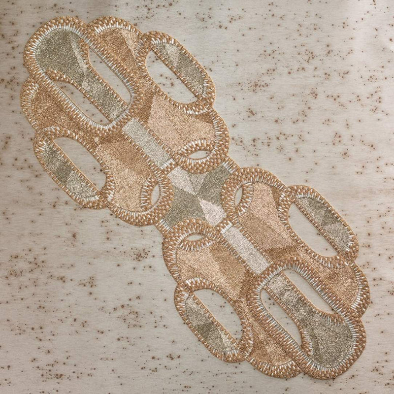 Luxury table runner Palisade beaded with gold and silver glass and plastic beads