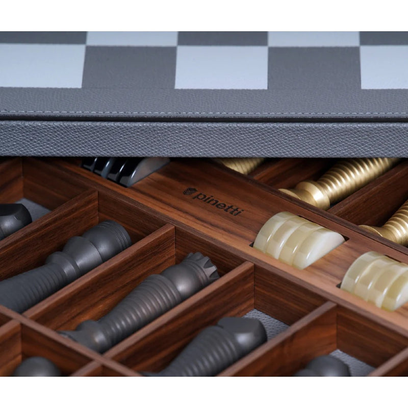 Close-up Board Game Chess Checkers branded 'pinetti'.