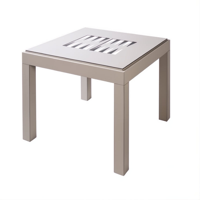 Venezia Game Table by Giobagnara featuring a leather-covered design with an inlaid backgammon field and refined Italian craftsmanship.