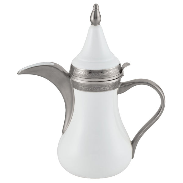 Porcelain Arabic coffee pot with platinum detailing from the Ambassador Platine collection by Raynaud
