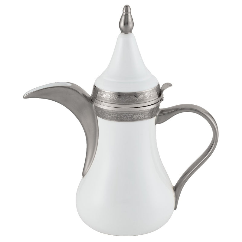 Porcelain Arabic coffee pot with platinum detailing from the Ambassador Platine collection by Raynaud