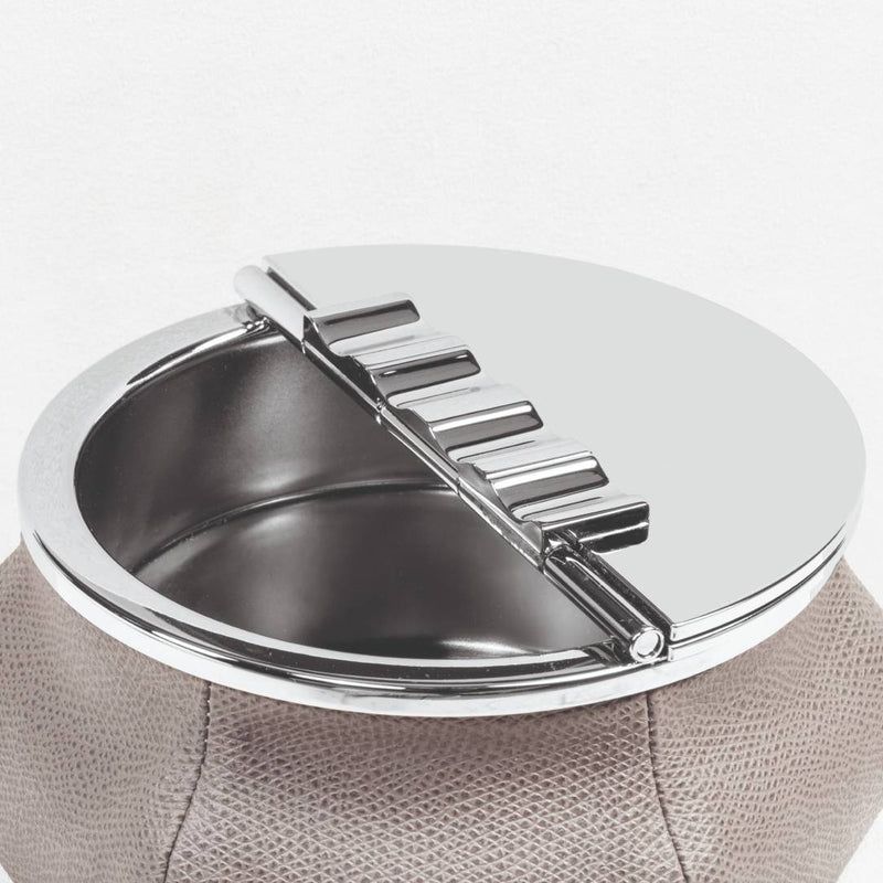 Close-up of barry bean bag ashtray in leather by giobagnara windproof luxury accessory