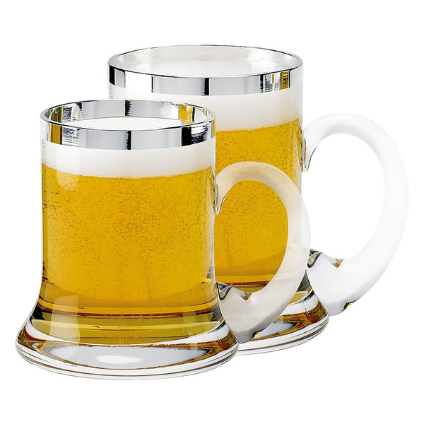 Crystal Beer Mug with Hand-Applied Silver Rim – Sissi by Sonja Quandt