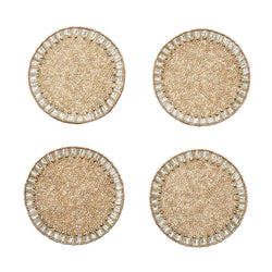 Bevel coaster set of 4 in gold and silver by Kim Seybert, modern glam table decor 