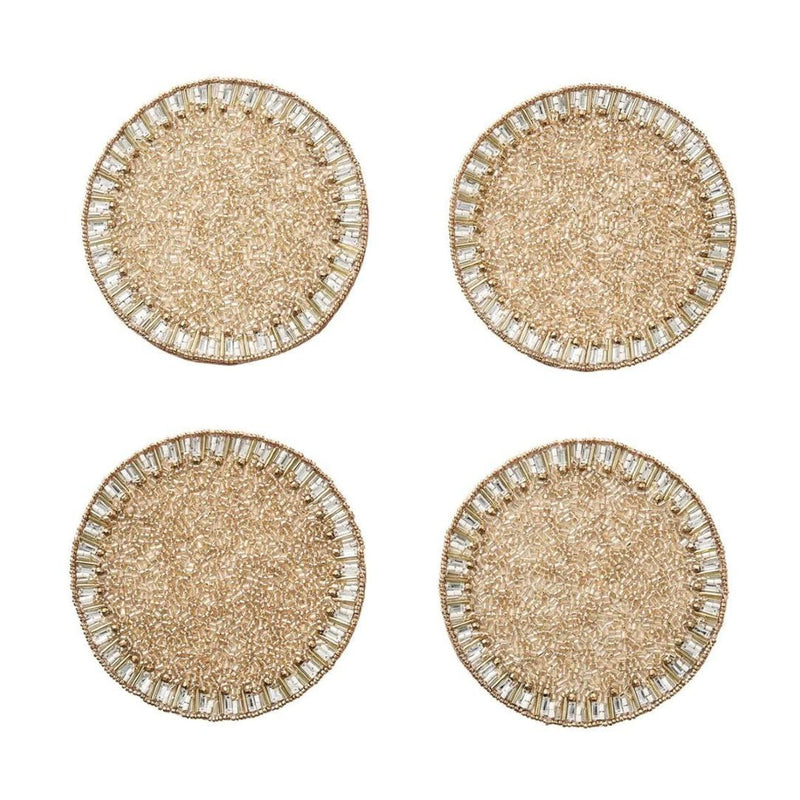 Bevel coaster set of 4 in gold and silver by Kim Seybert, modern glam table decor 