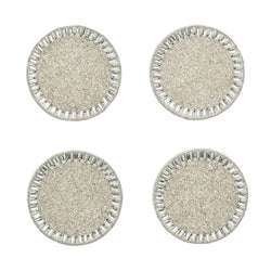 Bevel coaster set of 4 in silver and crystal by Kim Seybert, luxury modern table decor 
