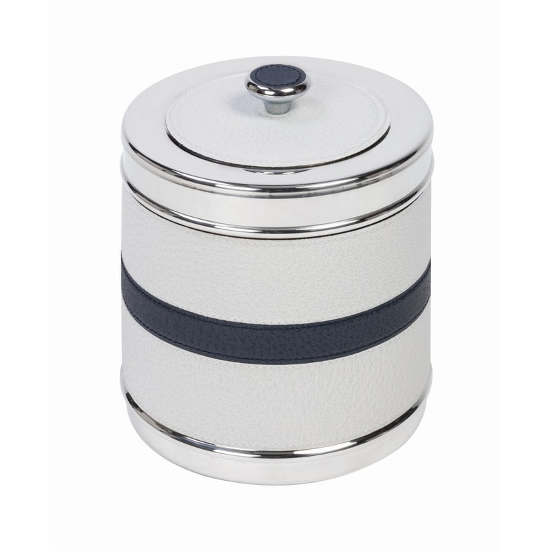 Luxury bicolor leather ice bucket with chrome-plated lid by Giobagnara