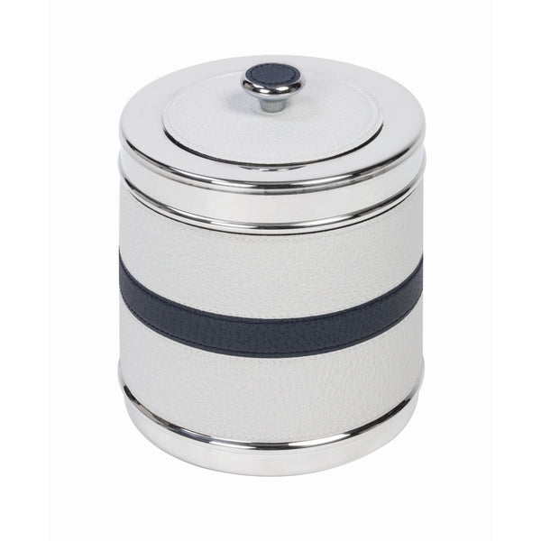 Luxury bicolor leather ice bucket with chrome-plated lid by Giobagnara