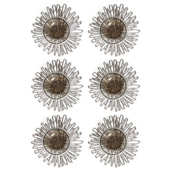Bloom coaster set of 6 in gunmetal grey pressed vinyl, modern sculptural table accessory