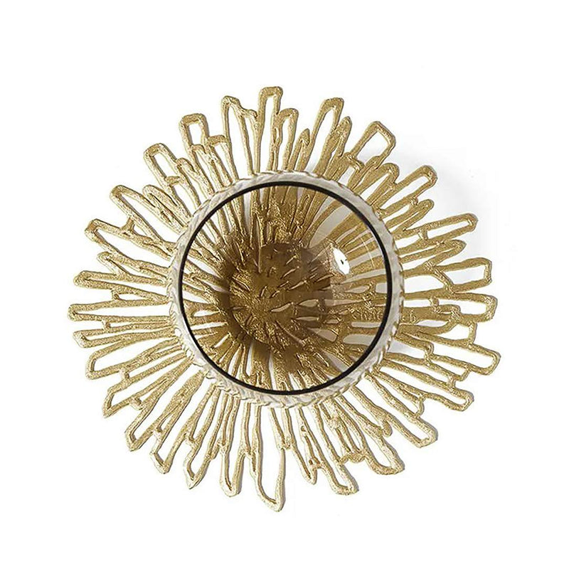 Bloom coaster in gold pressed vinyl, floral metallic table accessory
