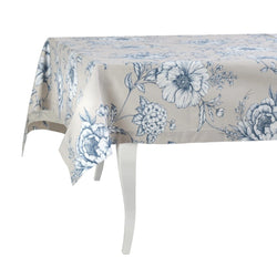 Floral patterned tablecloth on a white background