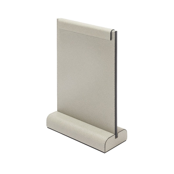 Leather magnetic menu stand from the Boston collection by Giobagnara, handcrafted in luxurious calfskin with magnetic flaps for secure menu display.