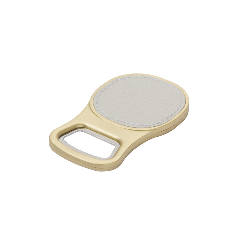 Bottle Opener Brooklyn Brass Metal Finish with Leather Inserts by Giobagnara