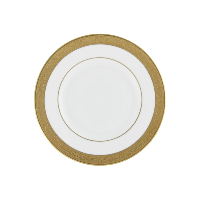 Porcelain bread and butter plate with gold inlay from the Ambassador Gold collection by Raynaud