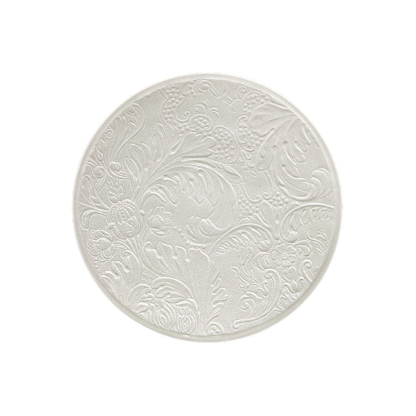 Italian Renaissance Irisé Pearl Grey bread & butter plate by Raynaud, Limoges porcelain with arabesques, pearl grey iridescence, and platinum accents.